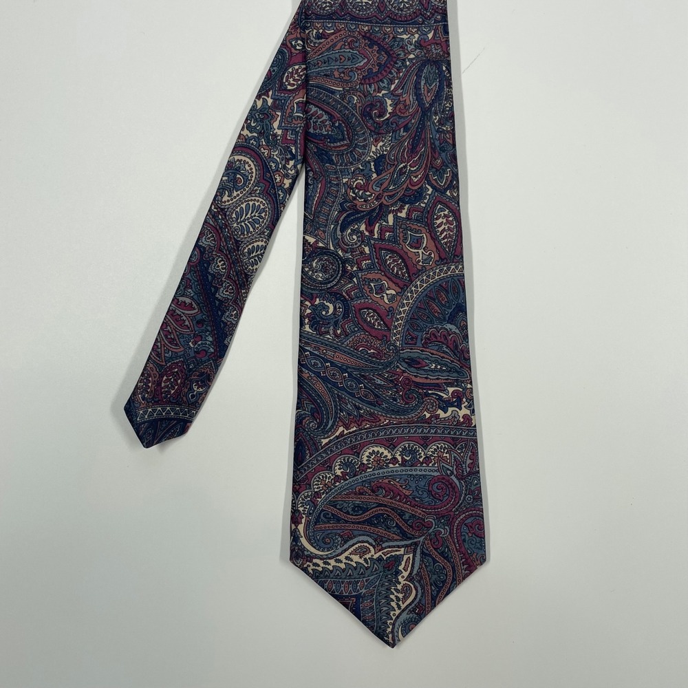 Woodward Blue Burgundy Paisley Italian Silk Necktie Mens OSFA